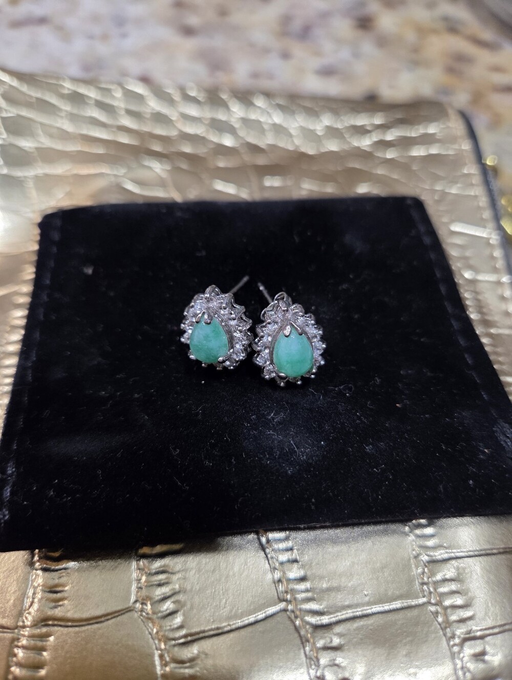 Jade Stone Halo Stud Earrings
